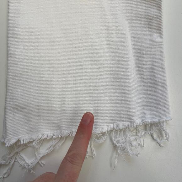 MOTHER Insider Crop Step Fray Mini Flare Bootcut Jeans Cracked Slipper - Size 25 - Picture 8 of 13